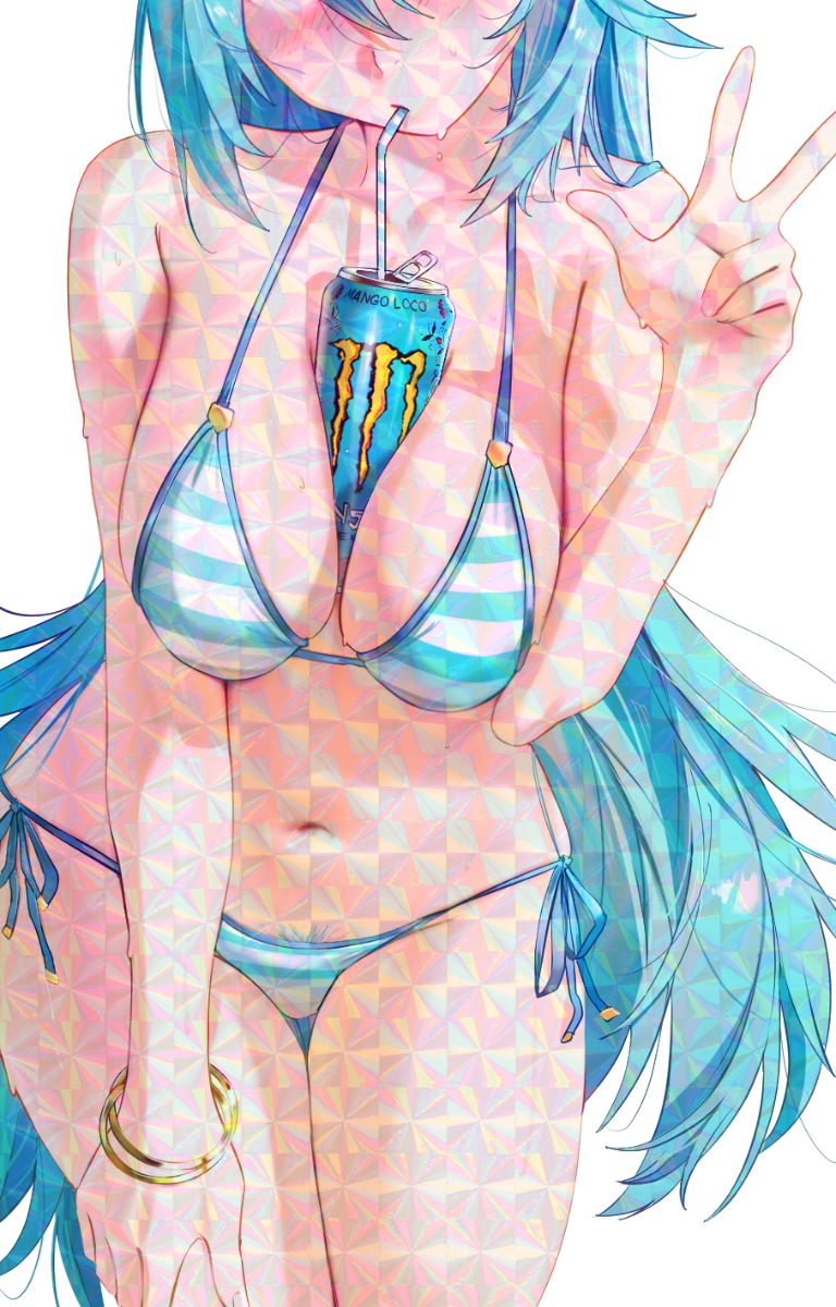 BLUE HAIR BIKINI STICKER! (WALIGNER)