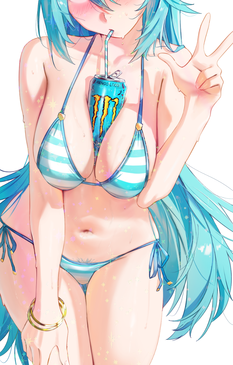 BLUE HAIR BIKINI STICKER! (WALIGNER)