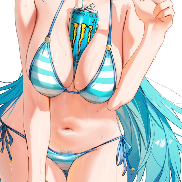 BLUE HAIR BIKINI STICKER! (WALIGNER)