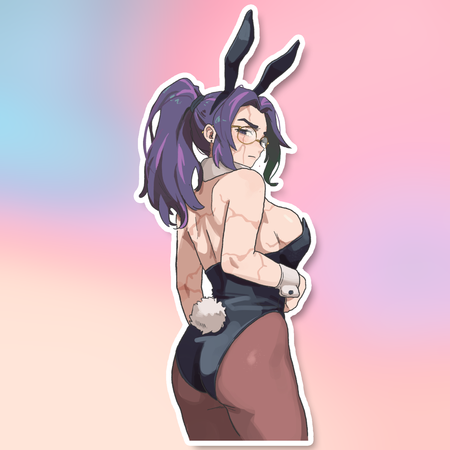 PURPLE-HAIRED BUNNY LADY STICKER! (DASHI)