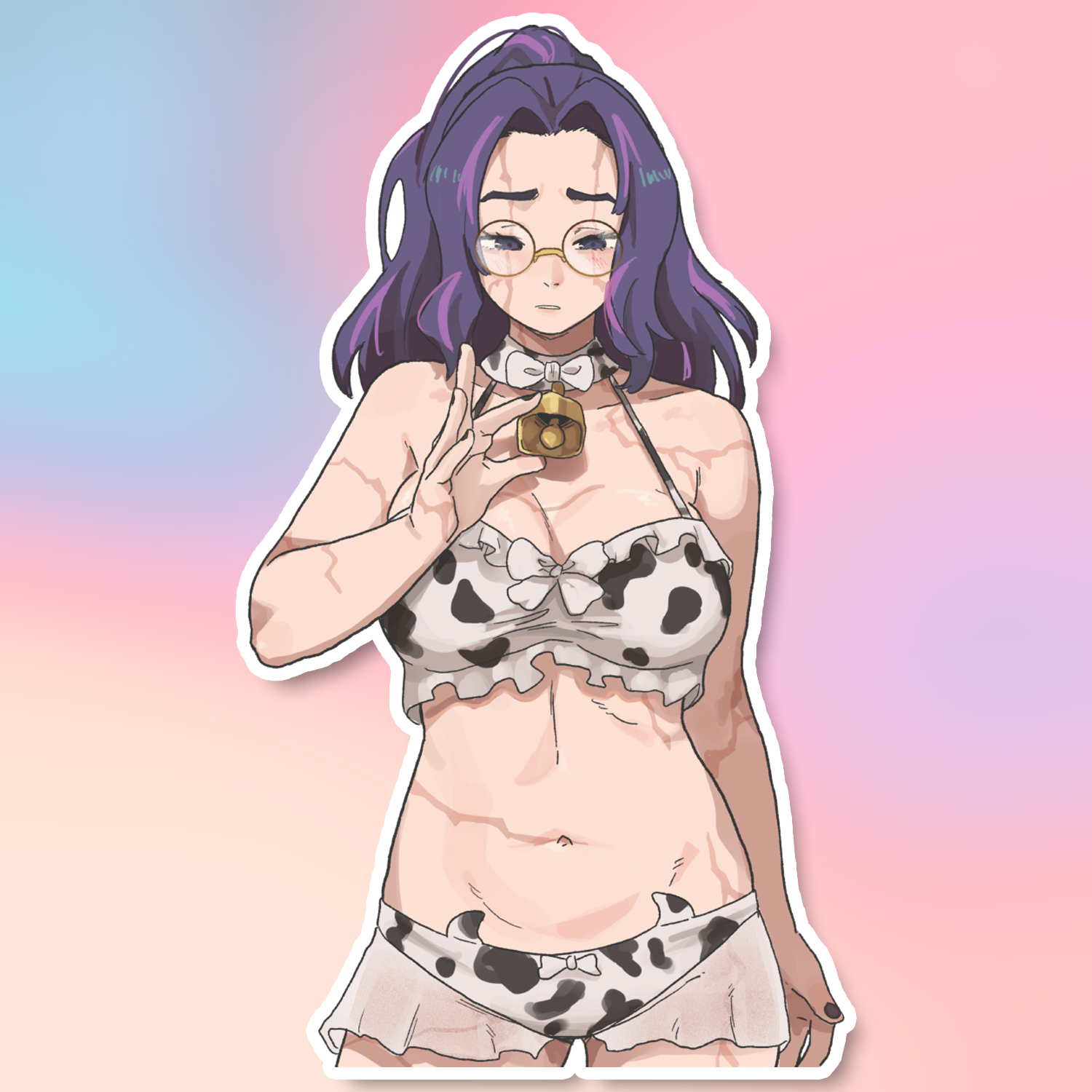 PURPLE-HAIRED COW LADY STICKER! (DASHI)