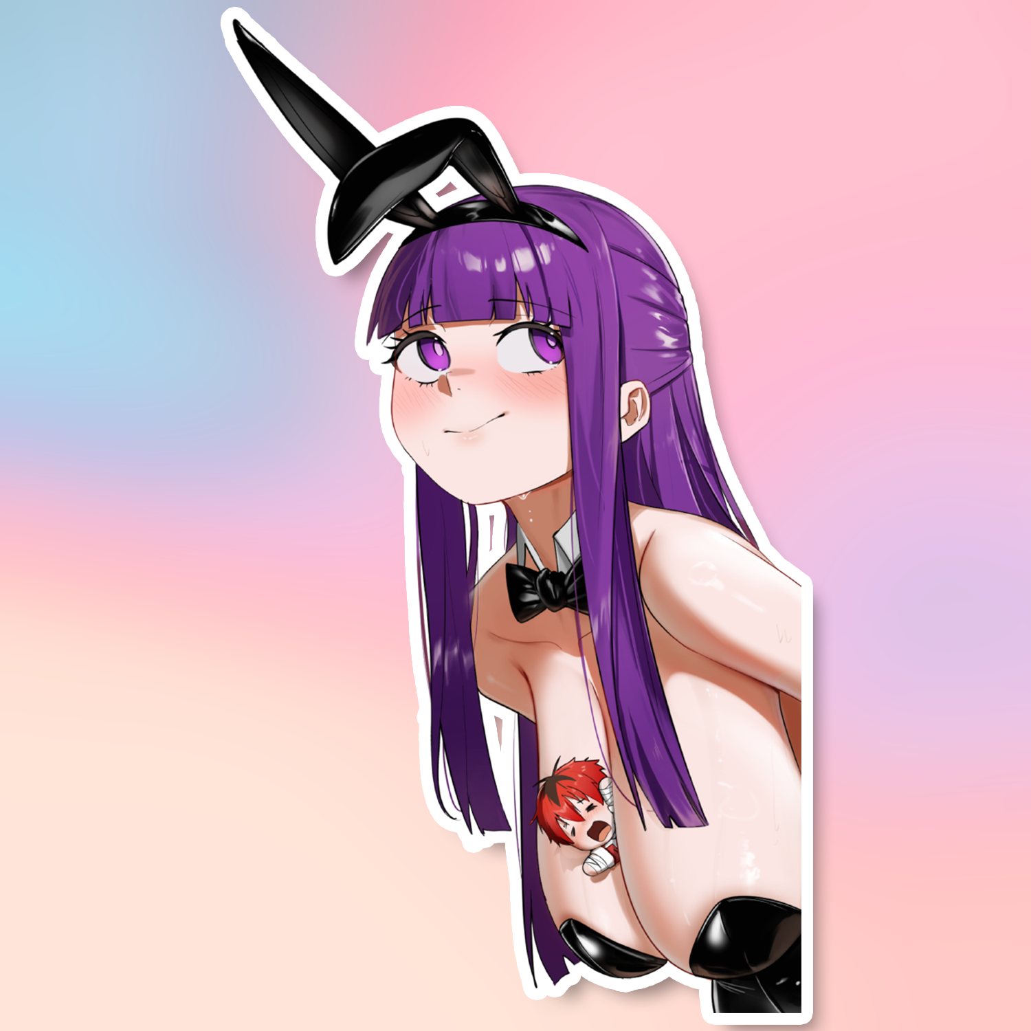 PURPLE-HAIRED BUNNY BUST STICKER! (WALIGNER)