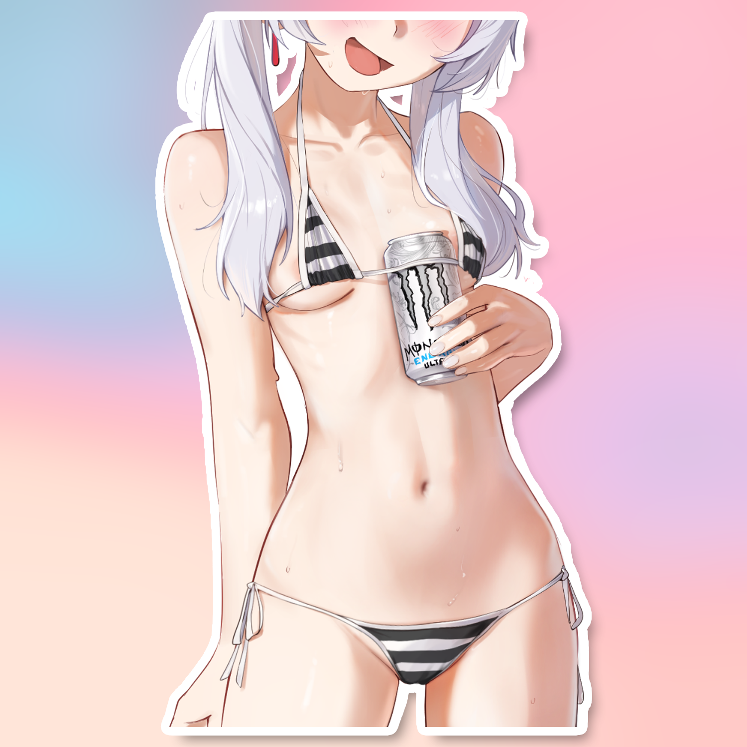 WHITE HAIR BIKINI STICKER! (WALIGNER)