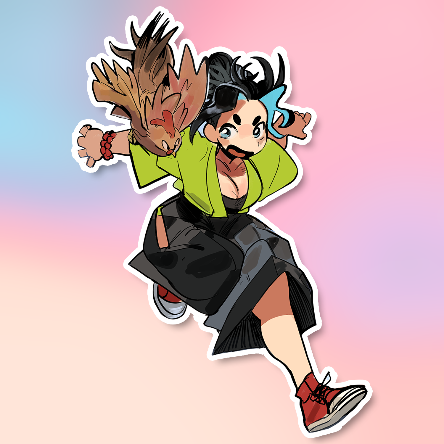 SHO RUNNING WITH CHICKEN STICKER! (LUNYDOOBLES)