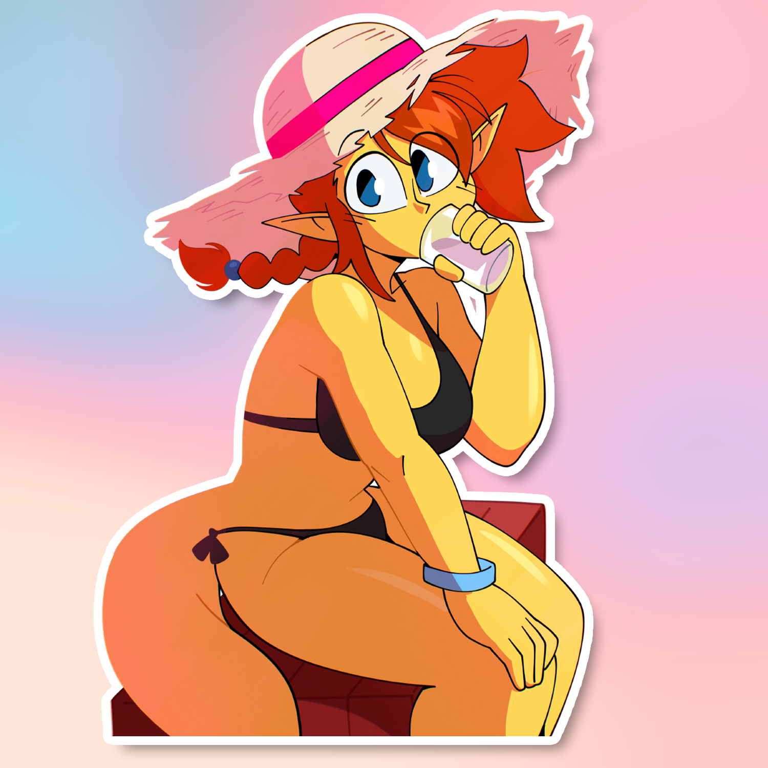 SUNNY STRAW HAT STICKER! (QUINTZEEE)