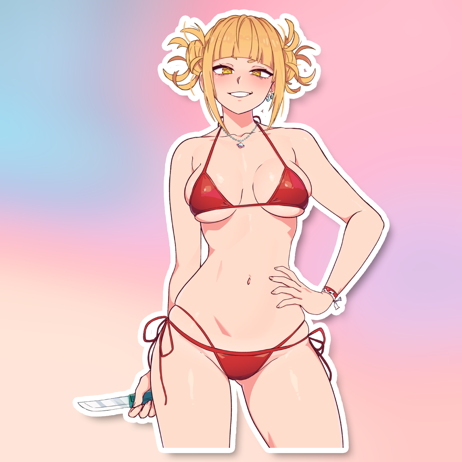 FIESTY BLONDE BIKINI STICKER! (DASHI)