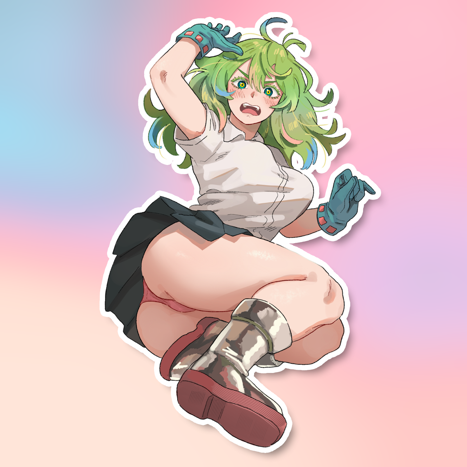 GREEN HAIR GIRL STICKER! (DASHI)