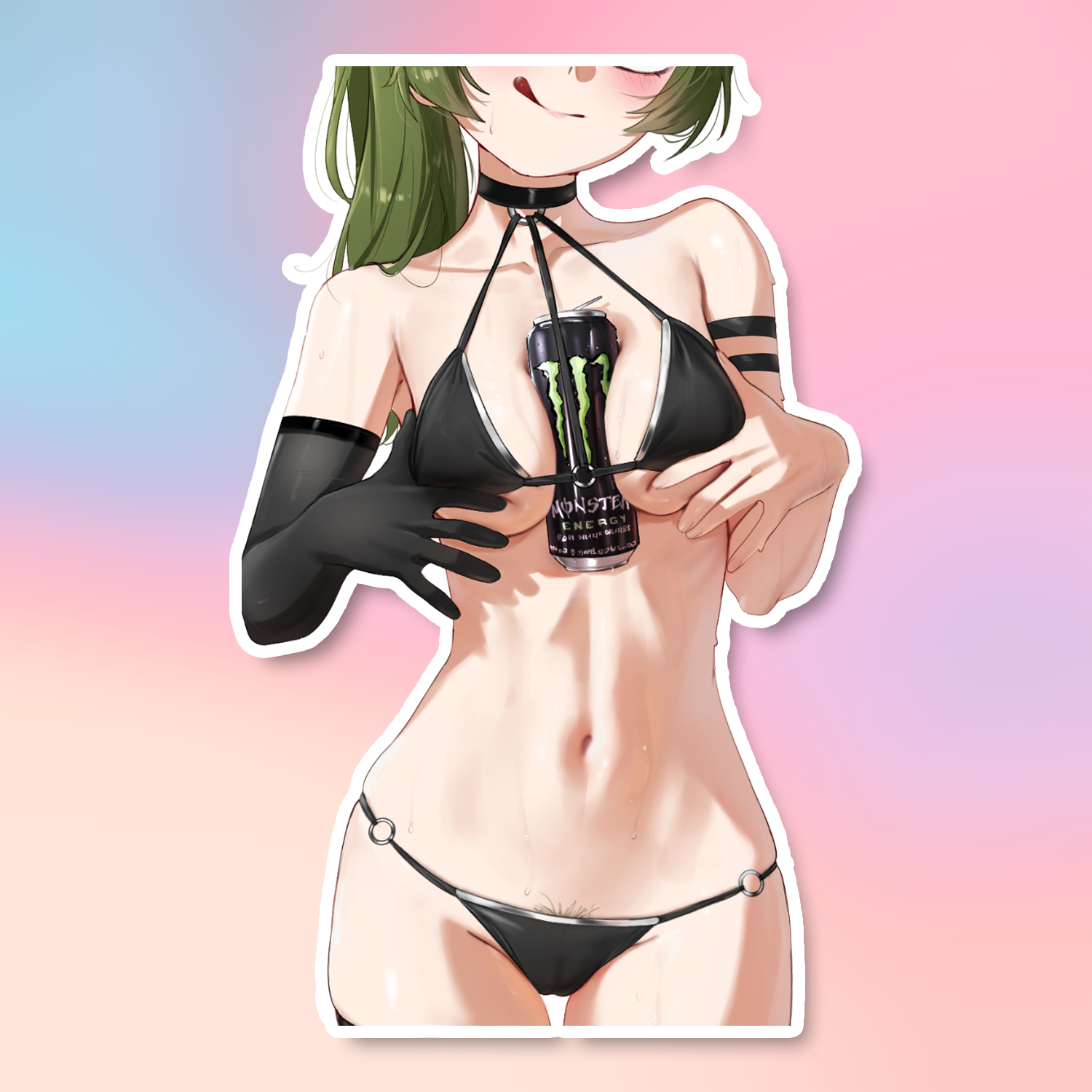 GREEN HAIR BIKINI STICKER! (WALIGNER)