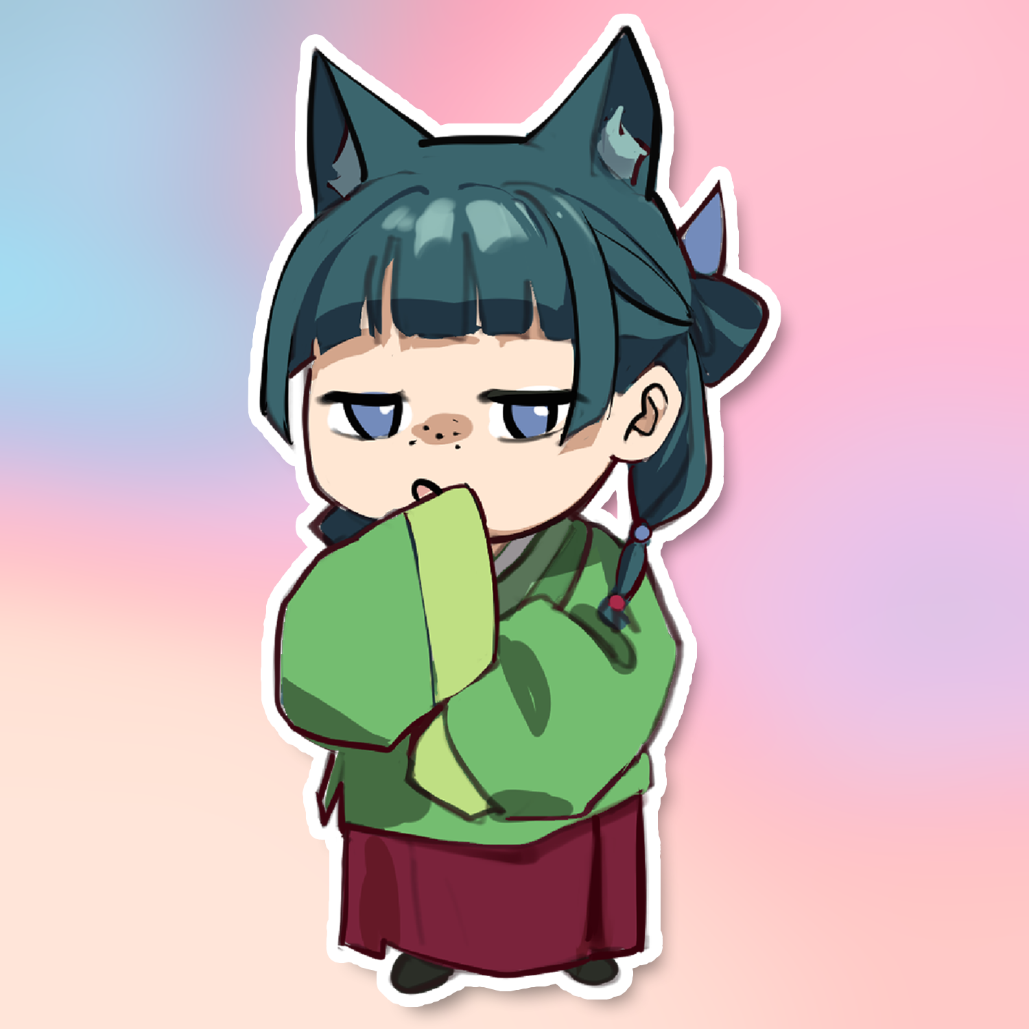 GREEN HAIR CHIBI STICKER (WALIGNER)